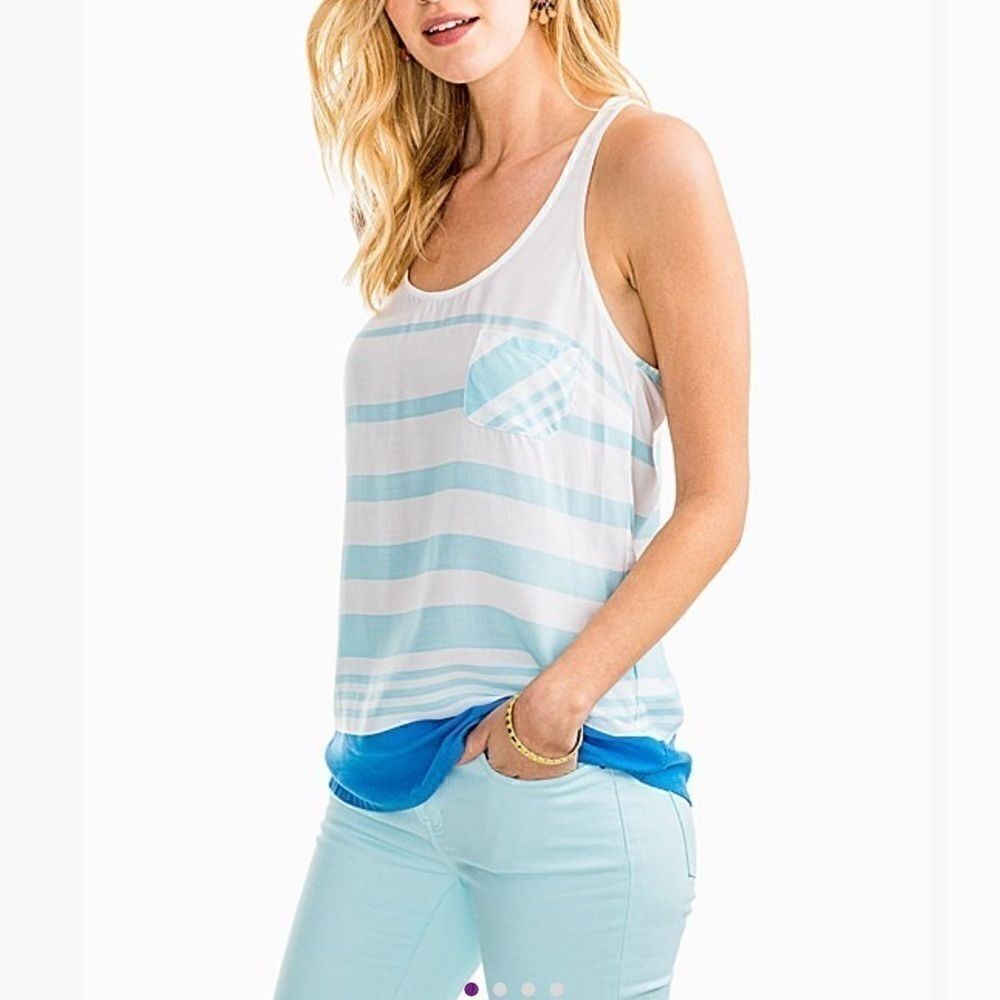 Southern Tide Lt. BLU striped racer back tank top